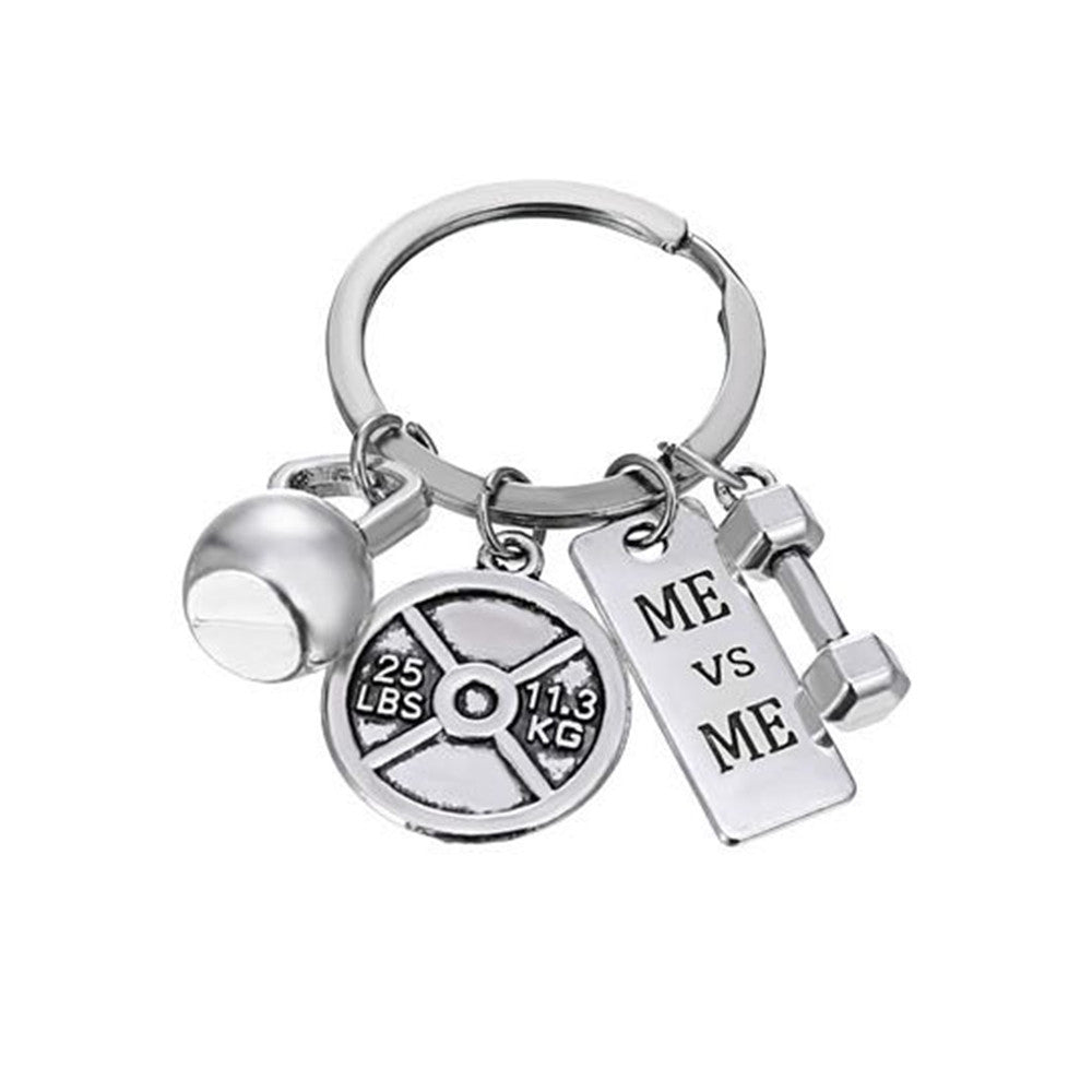 Wholesale 3pcs Zinc Alloy Sports Strength Dumbbell Barbell Kettlebell Keychain